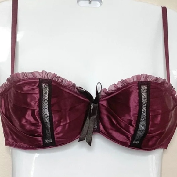 *NWOT* Spoylt Luxury Silk Pleated Ruffle Balconette Bra - 34D - Picture 7 of 8
